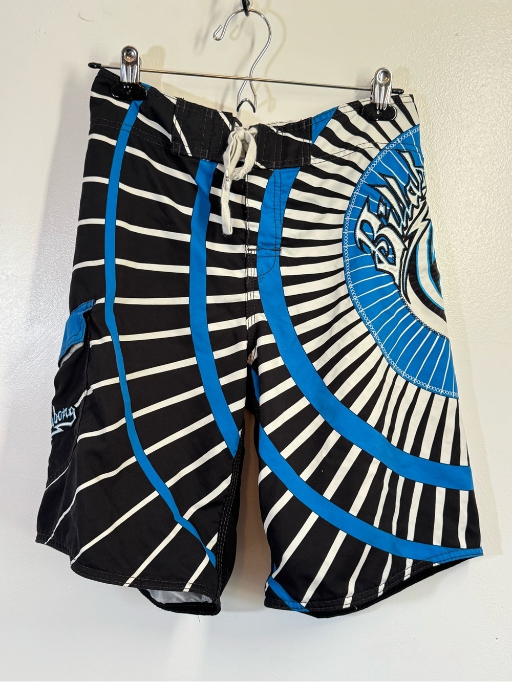 Billabong Andy Irons Rising Sun Board Shorts Sz 28 Black Blue Surf